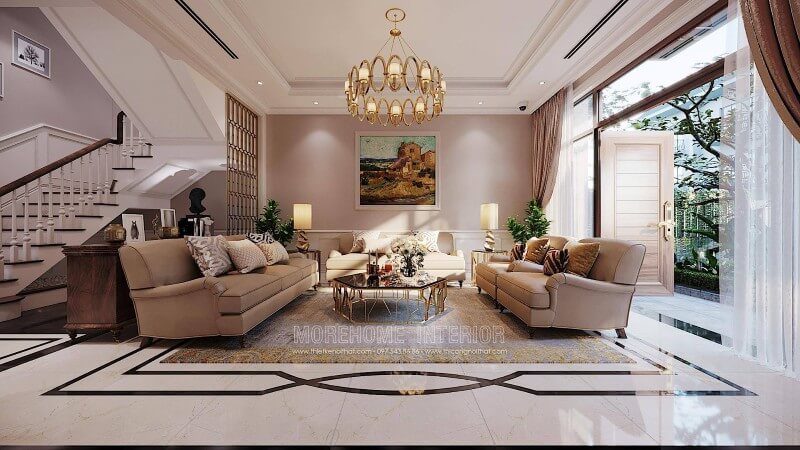 Trang trí nội thất phòng khách đẹp cao cấp tại Hà Nội Mẫu nội thất biệt thự đẹp