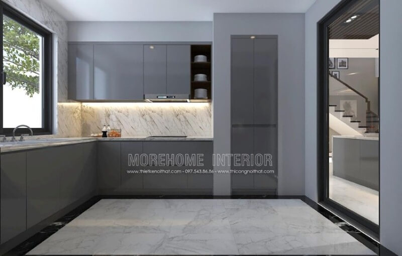 Đá ốp tường bếp vân mây đẹp sang trọng sẽ là lựa chọn tuyệt vời cho không gian bếp hiện đại. Mẫu nội thất biệt thự đẹp