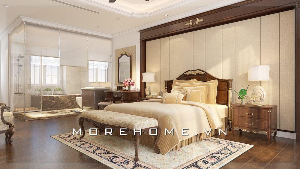 Giường ngủ biệt thự tân cổ điển Giường ngủ biệt thự tân cổ điển