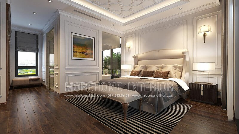 Giường ngủ chung cư tân cổ điển Giường ngủ chung cư tân cổ điển